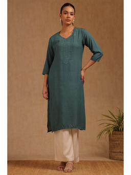 Soch - Women Green Embroidered Kurta