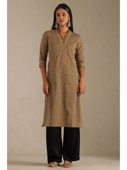 Soch - Women Mustard Stripes Kurta