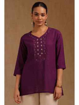 Soch - Women Purple Embroidered Tunic