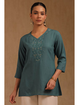 Soch - Women Green Embroidered Tunic