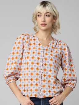 ONLY - Women Printed Orange Top