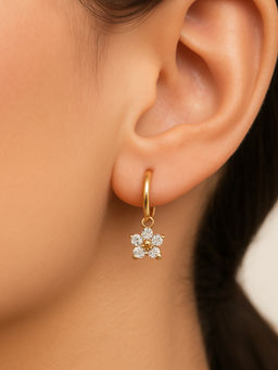 ZAISHA - White 18K Gold Plated Anti Tarnish Flower Hoop Earrings
