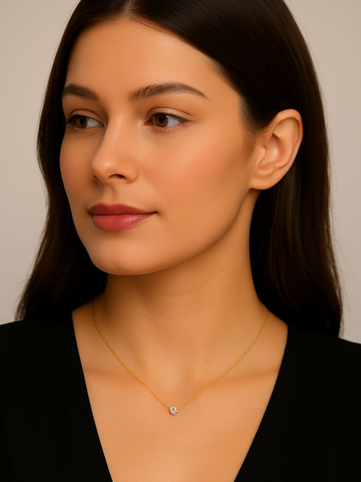 ZAISHA White 18K Gold Plated Anti Tarnish Tesoro Diamond Solitaire Necklace