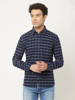 CRIMSOUNE CLUB - Men Navy Blue Shirt in Pure Cotton