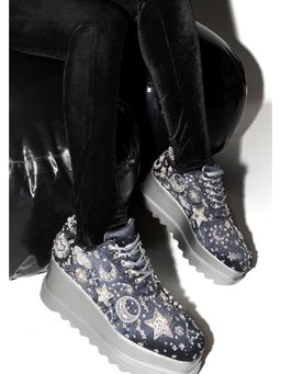 Anaar - Navy Blue Moonwalk Wedge Sneakers
