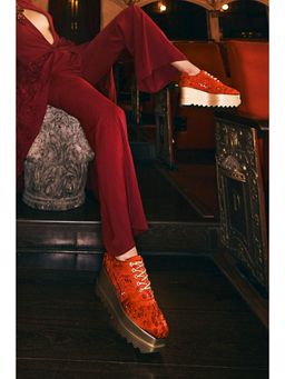 Anaar - Orange Mirchi Lights Wedge Sneakers