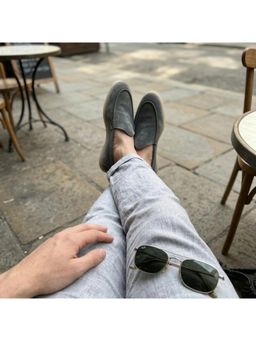 NAUVAB - Nagra Grey Suede Round Toe Loafer
