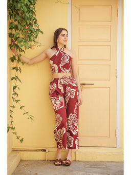 HOUSE OF SAL - Maroon Lola Printed Co-Ord Set (Set of 2)