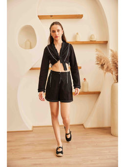 HOUSE OF SAL - Black Rivana Co-Ord Set Shirt and Shorts (Set of 2)