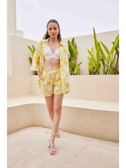 HOUSE OF SAL - Yellow Mazo Printed Co-Ord Set Shirt and Shorts (Set of 2)