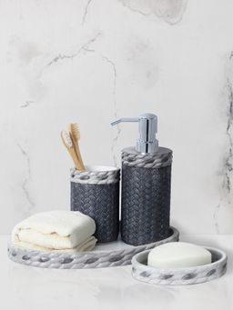 OBSESSIONS - Polyresin Textured 4 Pcs Bathset Charcoal