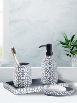 OBSESSIONS - Polyresin Classical 4 Pcs Bathset White & Grey