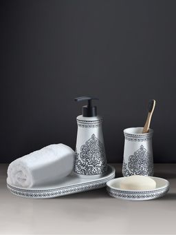 OBSESSIONS - Polyresin Classical 4 Pcs Bathset White & Black