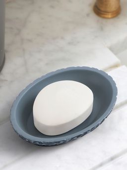 OBSESSIONS - Polyresin Soap Dish with Hole, Grey & Black