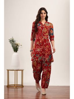 Rangriti - Women Red Rayon Kurta with Salwar