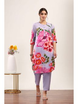 Rangriti - Women Purple Rayon Kurta with Pant