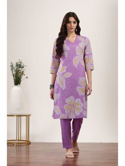 Rangriti - Women Purple Cotton Kurta with Pant