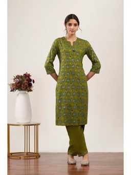 Rangriti - Women Green Rayon Kurta with Salwar