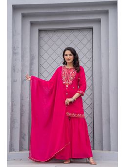 Juniper - Gulnaar Gulab Embroidered Kurta Sharara and Dupatta