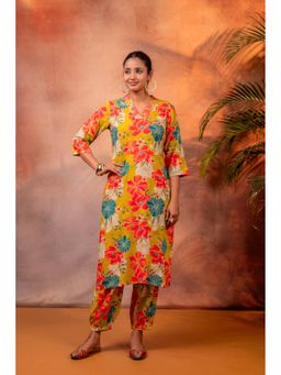 Juniper - Mustard Floral Bloom Printed Kurta with Salwar