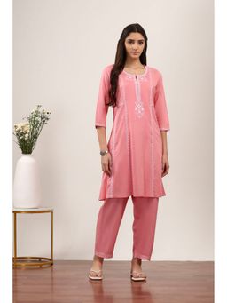 Rangriti - Women Pink Rayon Kurta with Salwar