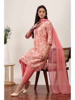 Rangriti - Women Pink Viscose Rayon Kurta with Salwar and Dupatta