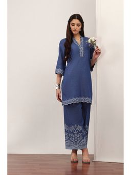 Rangriti - Women Blue Cotton Kurta with Palazzo