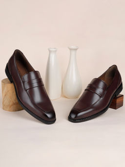 Louis Stitch - Men Rosewood Formal Slip-On Moccasin Shoes