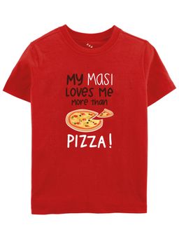 Zeezeezoo - Maasi & Baby Kids T-shirt My Masi Loves Me More Than Pizza Red