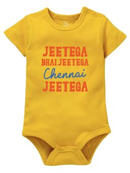 Zeezeezoo - Cricket Baby Csk Bodysuit Jeetega Chennai Jeetega Yellow