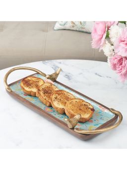 HomeTown - Anar Wood & Metal Serving Platter In Multi-Colour