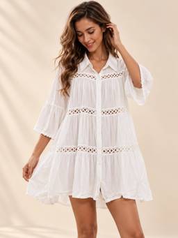 Coco Turtle - Bohemian White Beach Cover-Up Dress