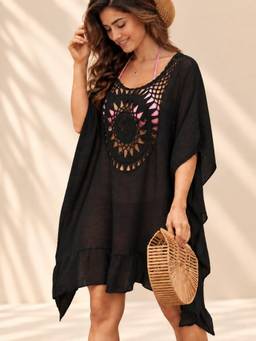 Coco Turtle - Black Sunburst Boho Beach Cover-Up