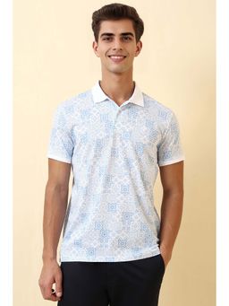 Allen Solly - Men White Printed Polo Neck T-Shirt