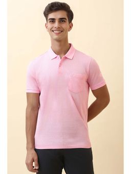 Allen Solly - Men Pink Printed Polo Neck T-Shirt