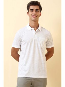 Allen Solly - Men Grey and White Print Polo Neck T-Shirt