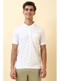Allen Solly - Men White Printed Polo Neck T-Shirt