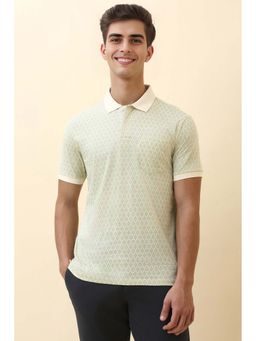 Allen Solly - Men Beige Printed Polo Neck T-Shirt