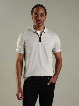 Tommy Hilfiger - Grey Melange Regular Fit Cotton Polo T-Shirt