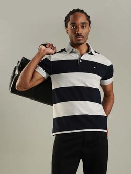 Tommy Hilfiger - Grey Colorblock Slim Fit Cotton Polo T-Shirt