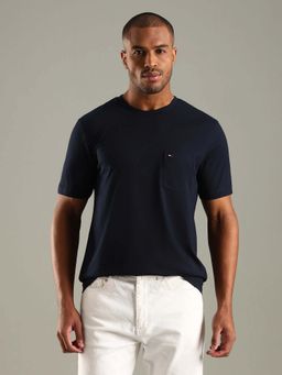Tommy Hilfiger - Navy Blue Solid Regular Fit Cotton T-Shirt