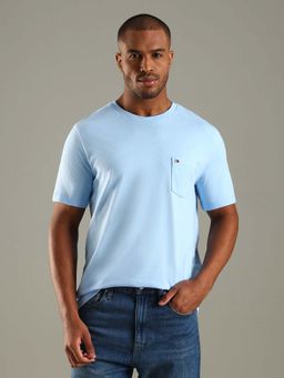 Tommy Hilfiger - Light Blue Solid Regular Fit Cotton T-Shirt