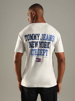Tommy Hilfiger - Grey Typography Regular Fit Cotton T-Shirt