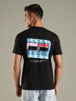 Tommy Hilfiger - Black Logo Regular Fit Cotton T-Shirt