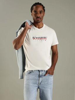 Tommy Hilfiger - White Logo Regular Fit Cotton T-Shirt