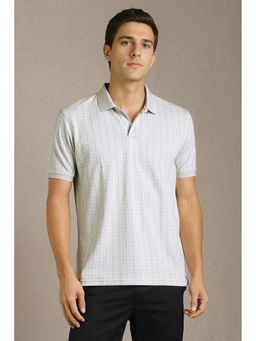 Louis Philippe - Men Grey Graphic Print Polo Neck T-Shirt