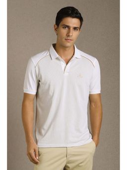 Louis Philippe - Men White Printed Polo Neck T-Shirt