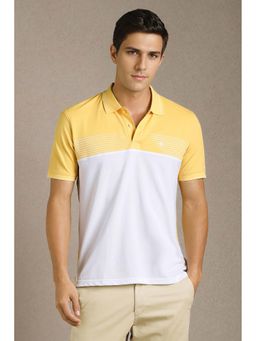 Louis Philippe - Men Yellow Colorblock Polo Neck T-Shirt