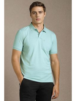 Louis Philippe - Men Green Printed Polo Neck T-Shirt