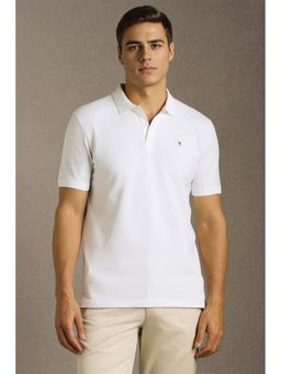 Louis Philippe - Men White Solid Tri-Color Polo T-Shirt